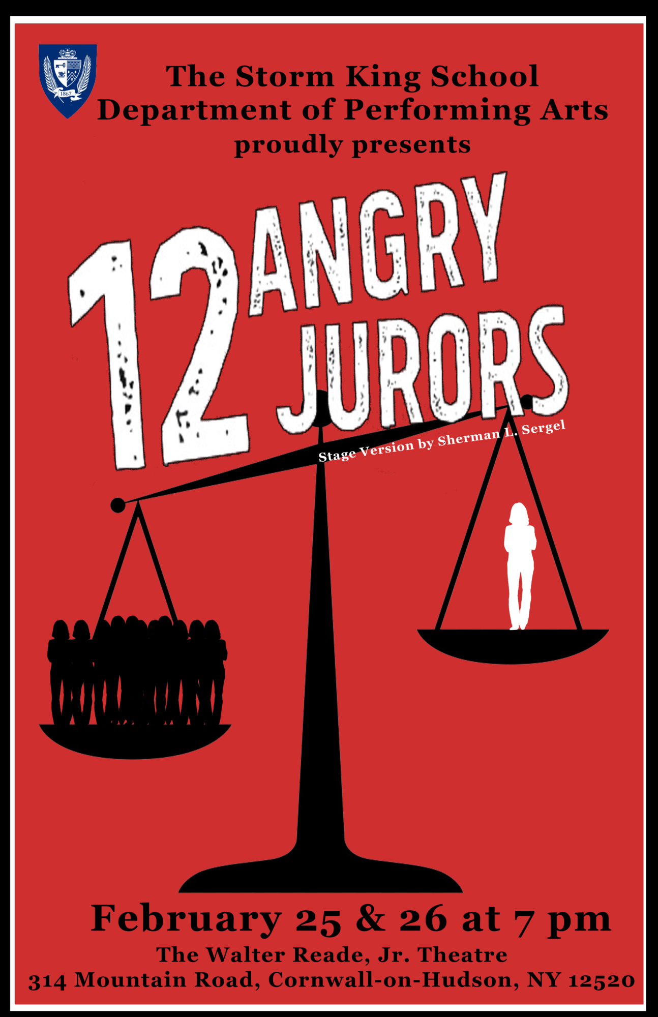 Storm King School theatre production poster: 12 Angry Jurors