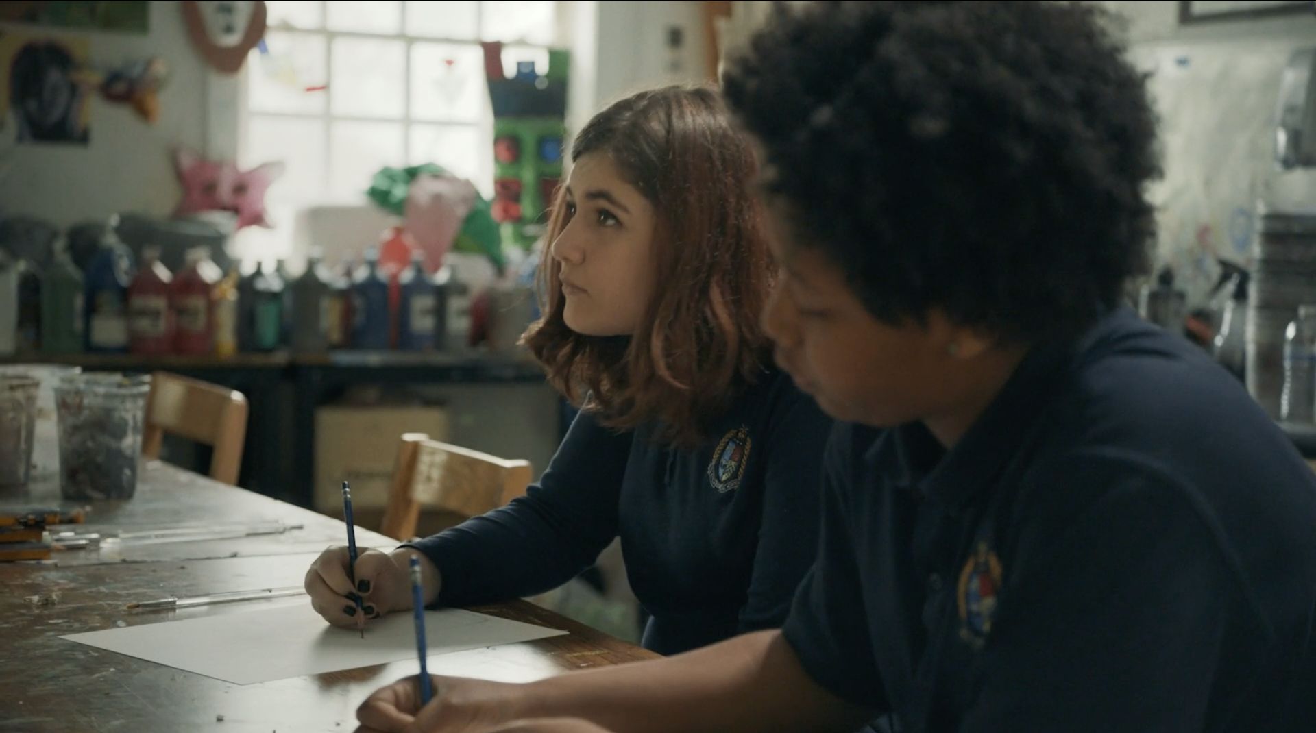 Students drawing in the studio