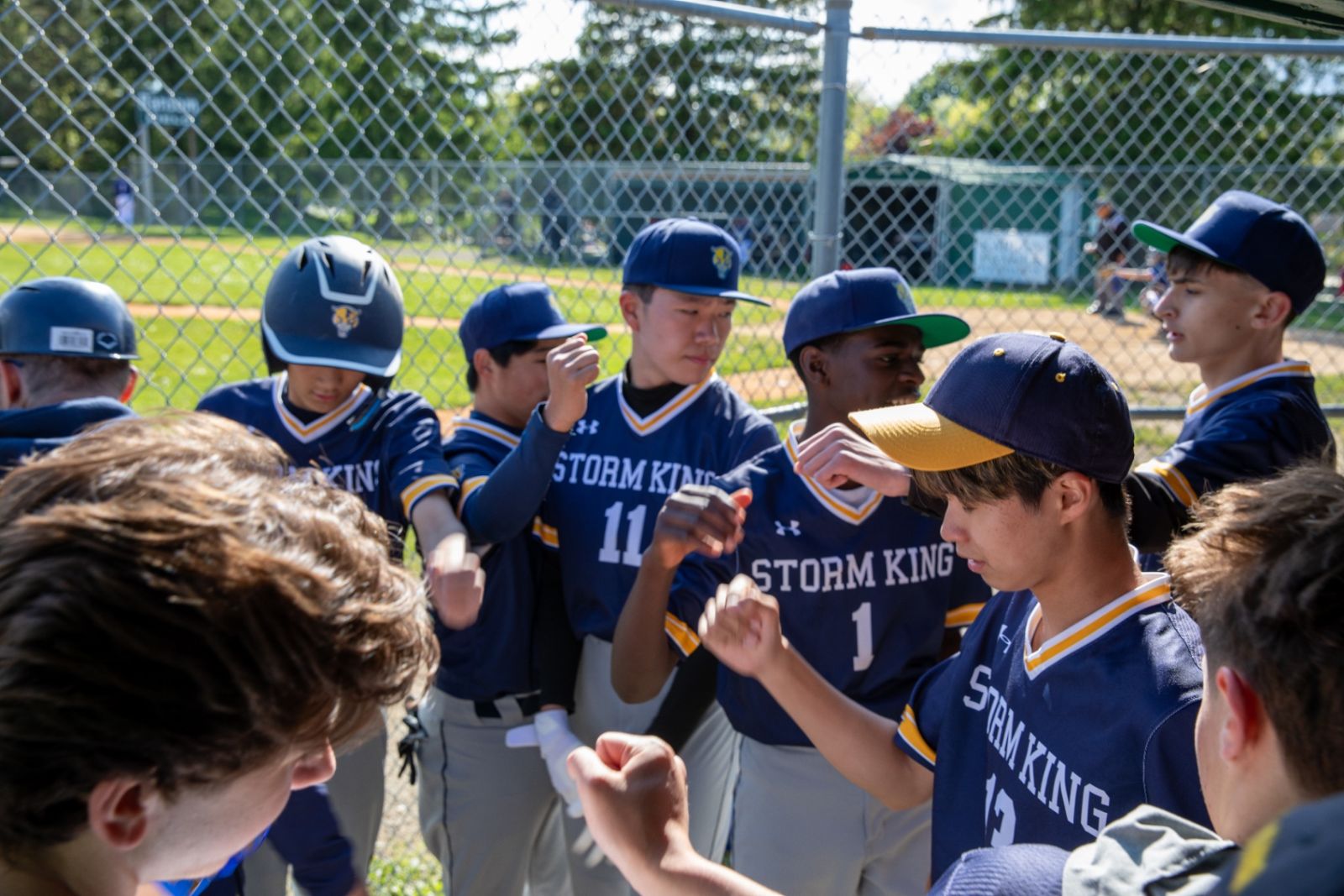 Storm King baseball team huddle