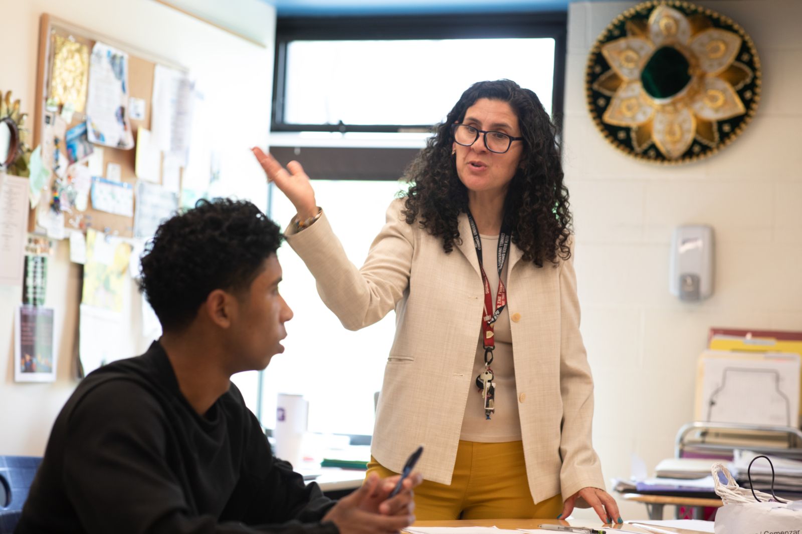 A teacher and student in class