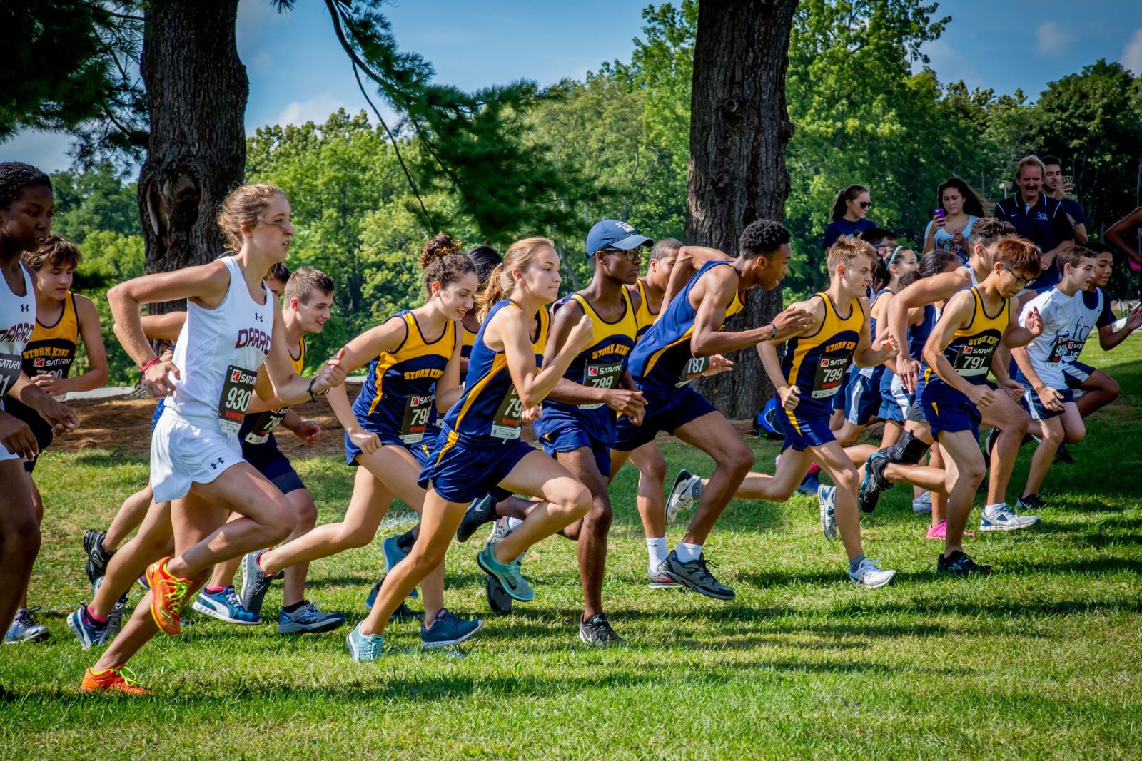 Storm King cross-country runners charging off the start line