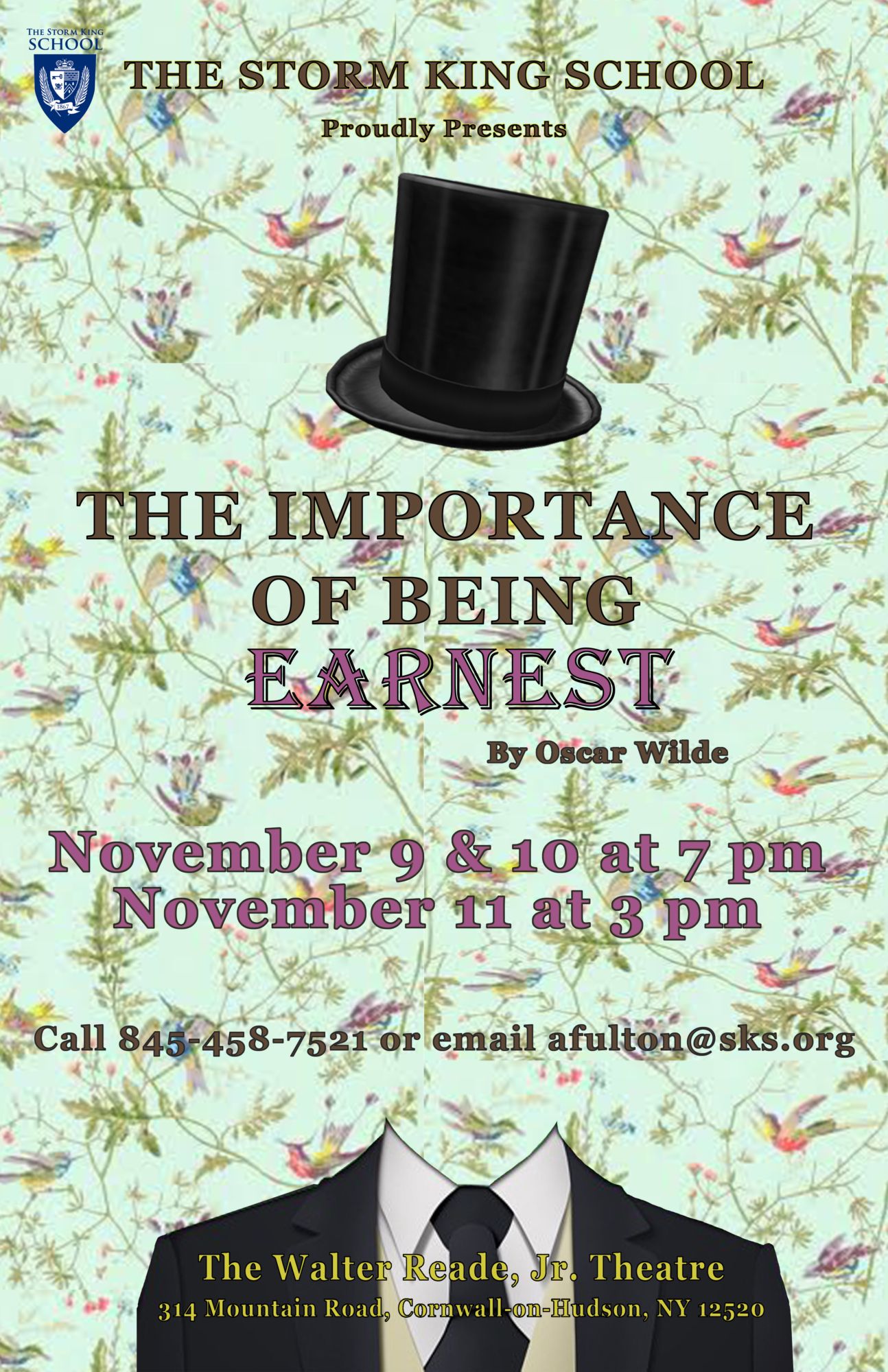 Storm King School theatre production poster: The Importance of Being Earnest