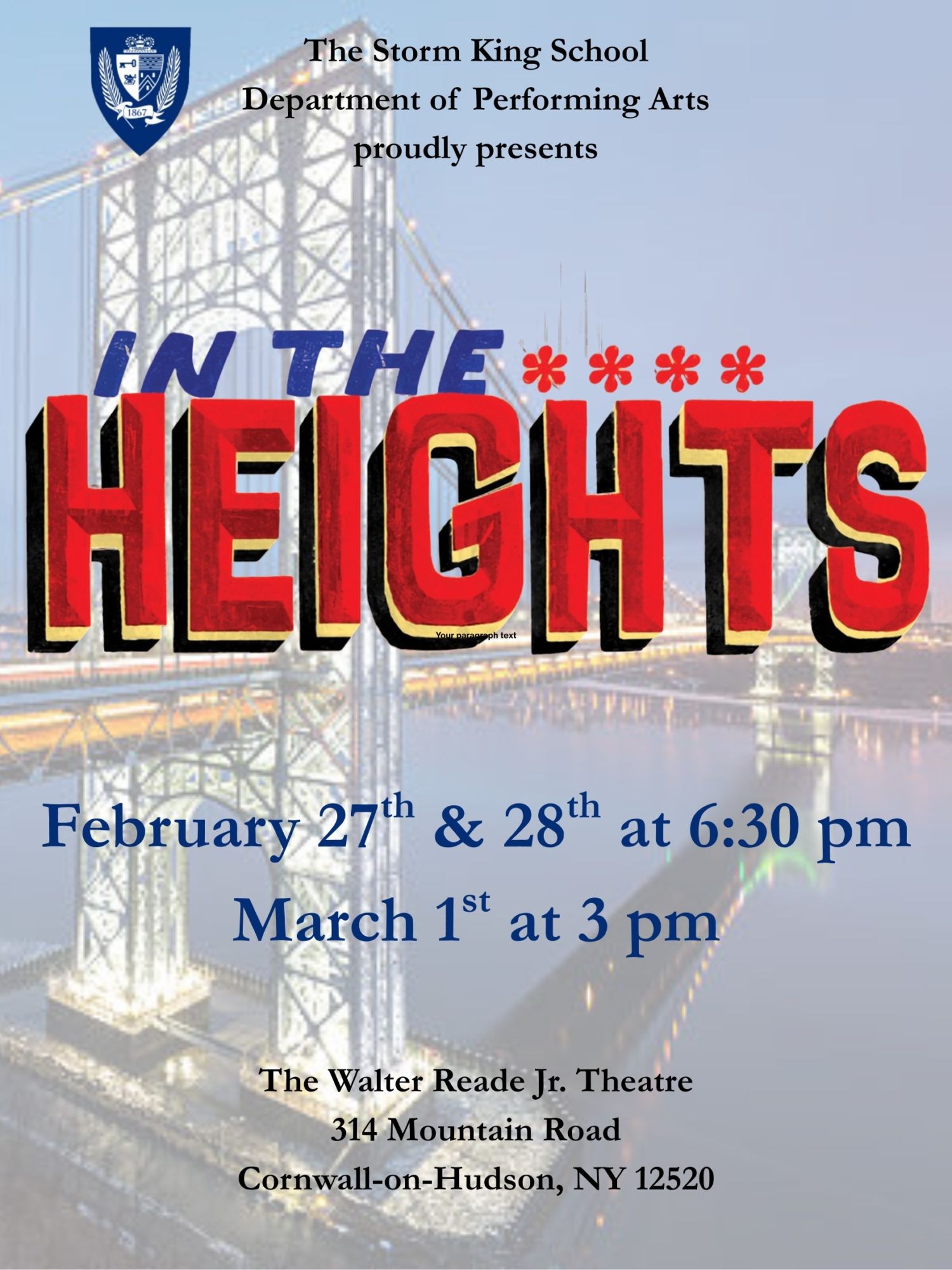 Storm King School theatre production poster: In the Heights