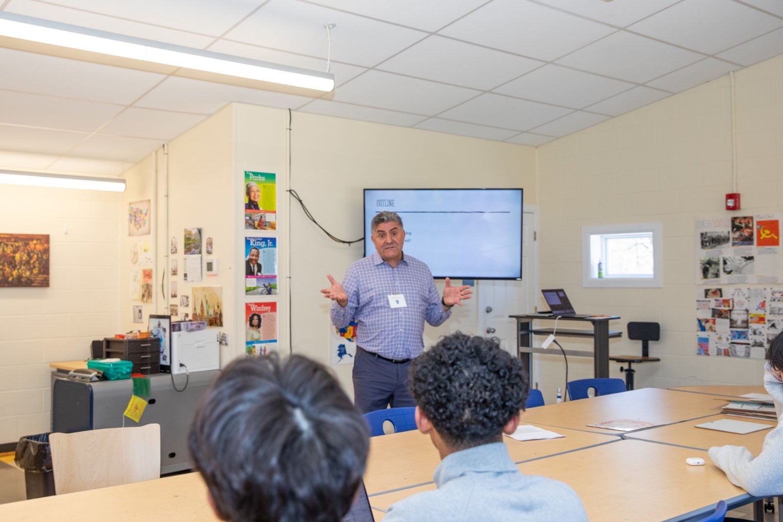 Nader speaking to students during Storm King School Career Day 2025