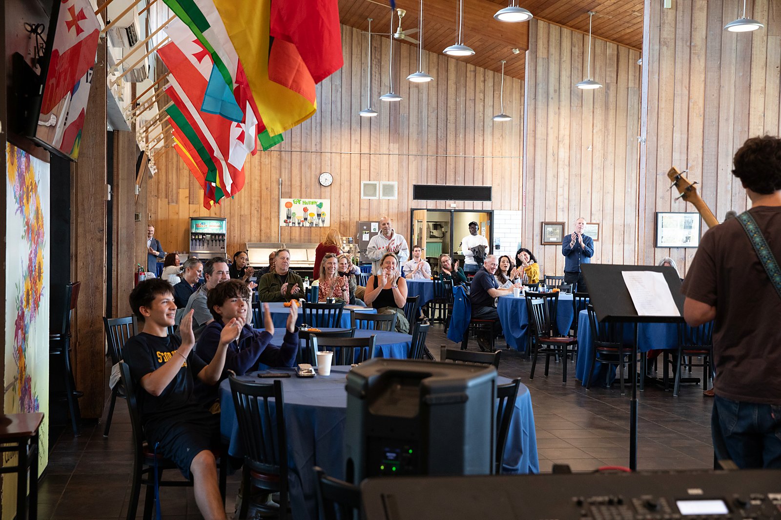 Students, parents and faculty applaud the SKS Rock Band at Storm King School Fall Family Weekend